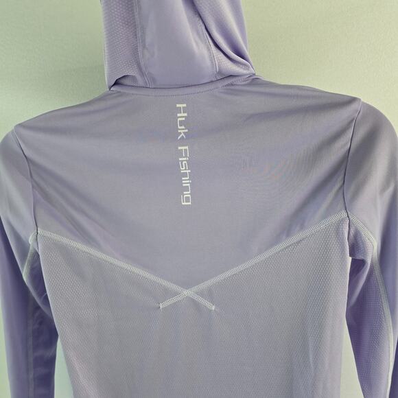 Huk Womens Purple 1/4 Zip Hoodie Pullover Long Sleeve Mesh Activewear Top M 6000 - Picture 4 of 10